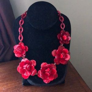 Red, Flower Statement Necklace